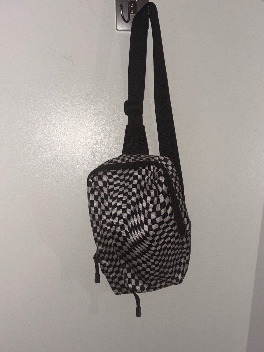 Black & White Checker Sling Bag - Casual Crossbody